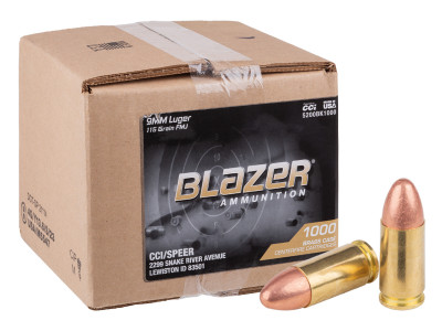 Blazer 9mm Luger Blazer Brass FMJ 115gr, 1000ct