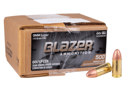 Blazer 9mm Luger Blazer Brass FMJ, 115gr, 500ct