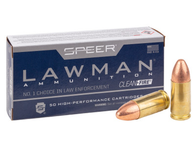 Speer 9mm Luger Lawman Handgun Clean-Fire Training TMJ, 124gr, 50ct