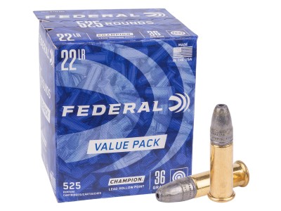 Federal .22 LR Champion Training HP, 36gr, 525ct