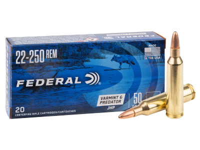 Federal .22-250 Remington Varmint & Predator JHP, 50gr, 20ct