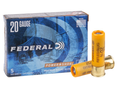 Federal 20GA Power-Shok Rifled Hollow Point Slug, 3/4oz, 5ct