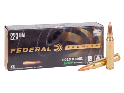 Federal Premium .223 Remington Gold Medal Sierra MatchKing BTHP, 69gr, 20ct
