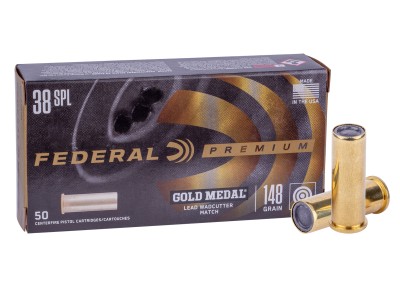 Federal Premium .38 Special Gold Medal Handgun Lead Wadcutter Match, 148gr, 50ct