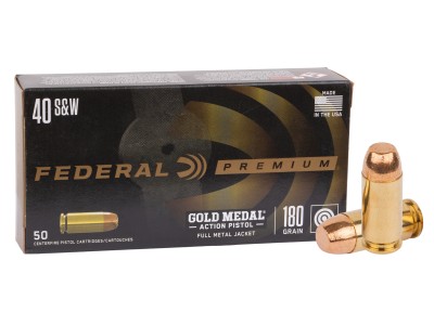 Federal Premium .40 S&W Gold Medal Action Pistol FMJ, 180gr, 50ct