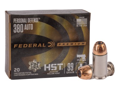 Federal Premium .380 Auto Personal Defense HST Micro JHP, 99gr, 20ct