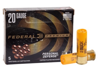 Federal Premium 20GA Personal Defense Copper-Plated Buckshot, 2 Buck, 5ct