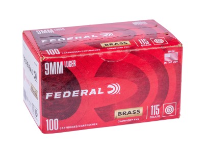 Federal 9mm Luger Champion Training FMJ, 115gr, 100ct