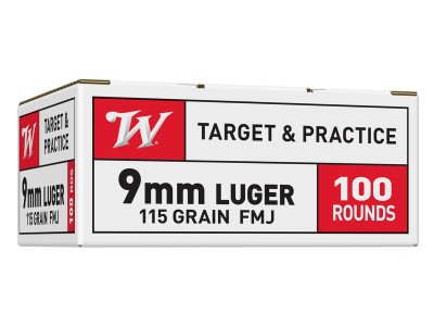 Winchester 9mm Luger USA Target and Practice FMJ, 115gr, 100ct