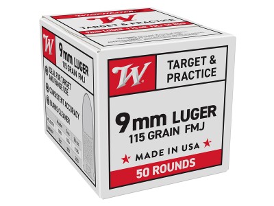 Winchester 9mm Luger USA Target & Practice FMJ, 115gr, 50ct