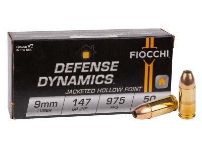 Fiocchi 9mm Luger Defense Dynamics JHP, 147gr, 50ct