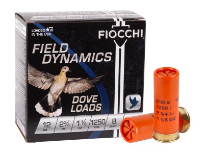 Fiocchi 12GA Field Dynamics Dove & Quail 1 1/8oz, 8 Shot, 25ct