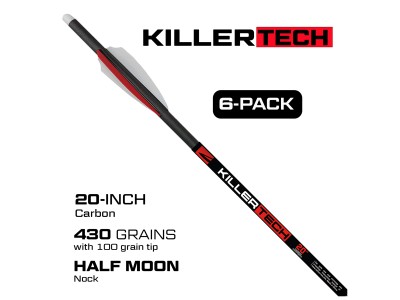 Killer Instinct Killertech 20" Crossbow Bolts, 6 Pack