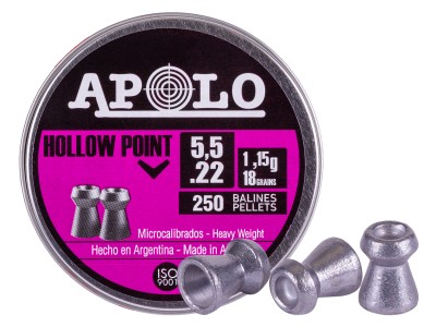 Apolo Hollow Point .22 Cal, 18gr, 250ct