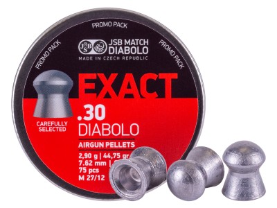 JSB Diabolo Exact Pellets, .30 Cal, 44.75 Grains, Domed, 75ct