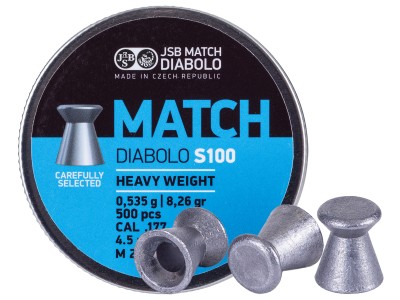 JSB Blue Match Heavy Weight .177 Cal, 8.26 Grains, Wadcutter, 500ct, 4.49mm