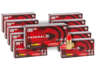 Federal 9mm Luger Syntech Action Pistol Flat Nose, 150gr, 500ct