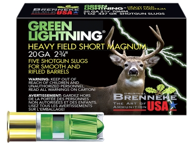 Brenneke Green Lightning Heavy Field Short Magnum, 20 Gauge, 5