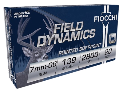 Fiocchi Field Dynamics 7mm-08Rem 139gr Pointed Soft Point, 7mm-08 Remington, 20