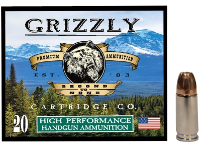 Grizzly 9mm+P Luger 115gr Jacketed Hollow Point, 9mm Luger, 20