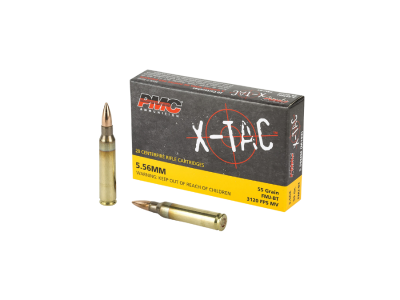 PMC X-TAC Centerfire Rifle Cartridge, Full Metal Jacket Boat Tail, 5.56x45mm NATO, 20