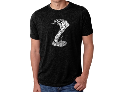 LA Pop Art Men's Premium Blend Word Art T-shirt - Types of Snakes, XXXL, Black