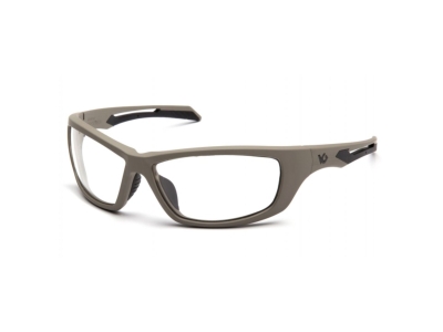 Pyramex Safety Howitzer Tan Frame Clear Anti-Fog Lens