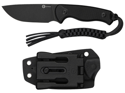 Civivi 3.20" Fixed Drop Point Knife Black G10 14C28N Blade
