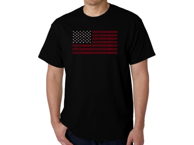 LA Pop Art Proud To Be An American - Men's Word Art T-Shirt, 4XL, Black