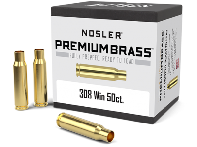 Nosler Premium Brass Unprimed Rifle Cases, .308 Winchester, 50