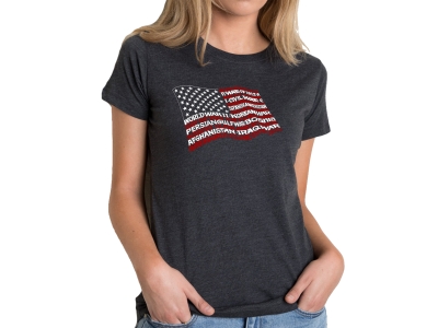 LA Pop Art Women's Premium Blend Word Art T-shirt - American Wars Tribute Flag