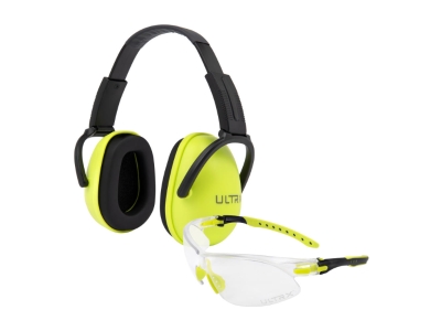 ULTRX Sound Blocker Youth Ear and Eye Protection Combo, Lime