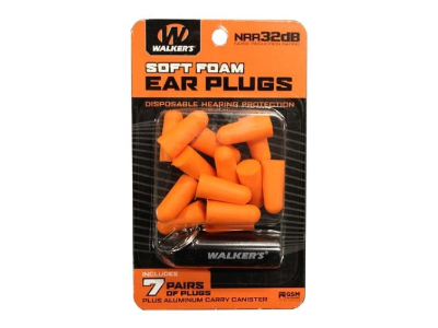 Walkers Foam Ear Plugs with Carry Canister - 7 Pairs