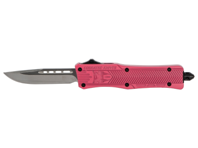 CobraTec 2.75" OTF Drop Point Knife D2 Pink Aluminum Handle