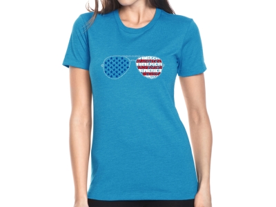 LA Pop Art Americana Sunglasses - Women's Premium Blend Word Art T-Shirt, Large, Turquoise