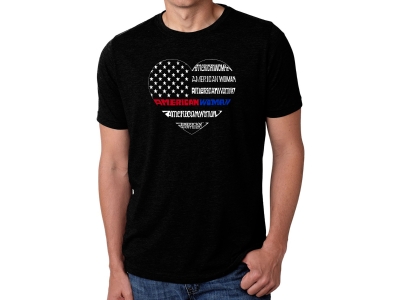 LA Pop Art Men's Premium Blend Word Art T-shirt - American Woman, Medium, Black