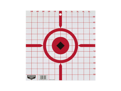 Birchwood  Rigid Paper Target Crosshair, Black/White/Red, 10