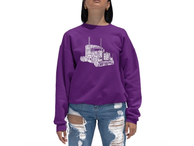 LA Pop Art Women's Word Art Crewneck Sweatshirt - KEEP ON TRUCKIN'