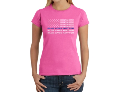 LA Pop Art Women's Word Art T-Shirt - Blue Lives Matter, XXL, Pink