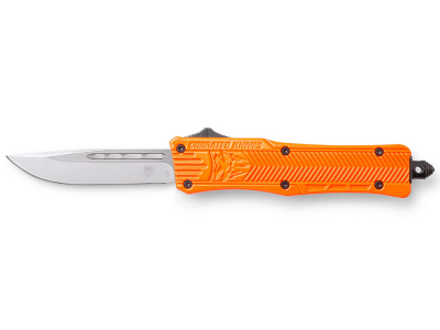 CobraTec 2.75" OTF Drop Point D2 Blade Orange Aluminum Handle