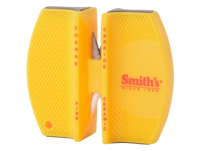 Smith's 2-Step Knife Sharpener, Carbide/Ceramic, Fine/Coarse, Yellow