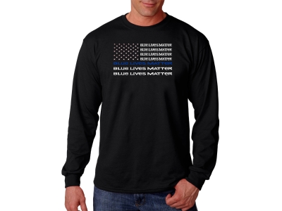 LA Pop Art Men's Word Art Long Sleeve T-shirt - Blue Lives Matter, XXL, Black