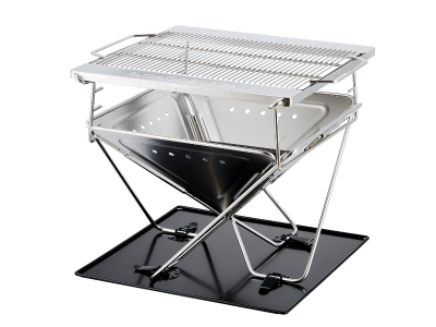 Explorer Bear 20" Stainless Steel Foldable Fire & Grill with Bag