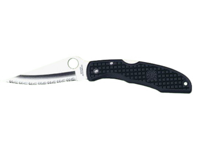 Spyderco 3.75" Serrated VG-10 Blade Black FRN Handle Folding Knife
