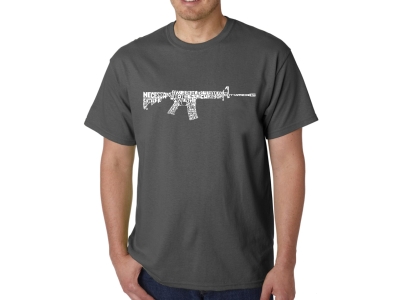LA Pop Art Men's Word Art T-shirt - AR15 2nd Amendment Word Art, XXL, Grey
