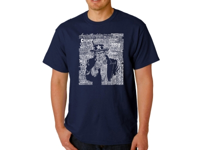 LA Pop Art Men's Word Art T-shirt - UNCLE SAM, 4XL, Navy Blue