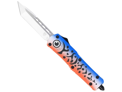 CobraTec 3" D2 OTF Tanto Knife Satin Blade Blue Aluminum Handle
