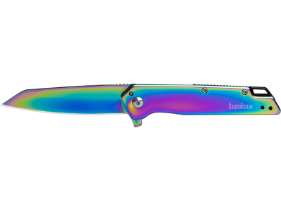 Kershaw 3" Folding Tanto Knife 4Cr14 Blade Rainbow Steel Handle