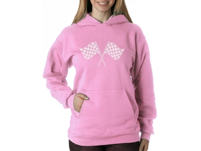LA Pop Art Women's Word Art Hooded Sweatshirt -NASCAR NATIONAL SERIES RACE TRACKS