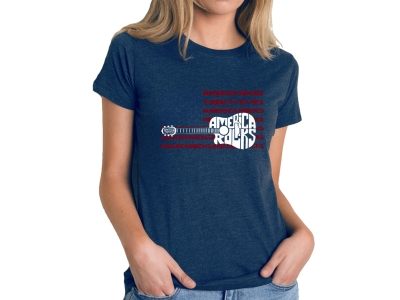 LA Pop Art America Rocks - Women's Premium Blend Word Art T-Shirt, Extra Large, Navy Blue